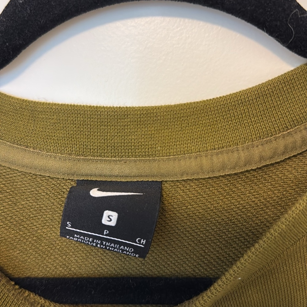 Nike Olive Green Cropped Sweatshirt with Embroidered Swoosh - Picture 3 of 7